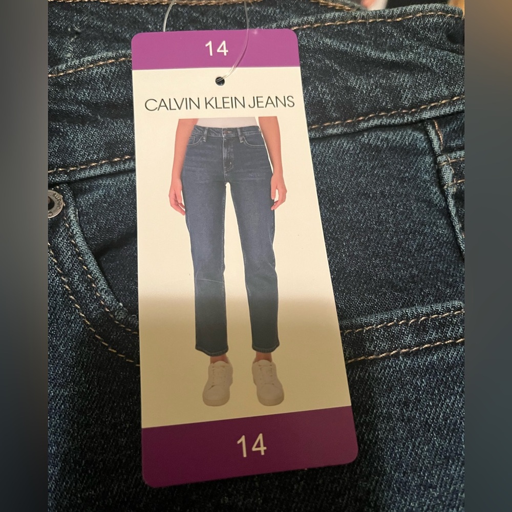 NWT,  Calvin Klein Dark Blue Jeans, Size 14